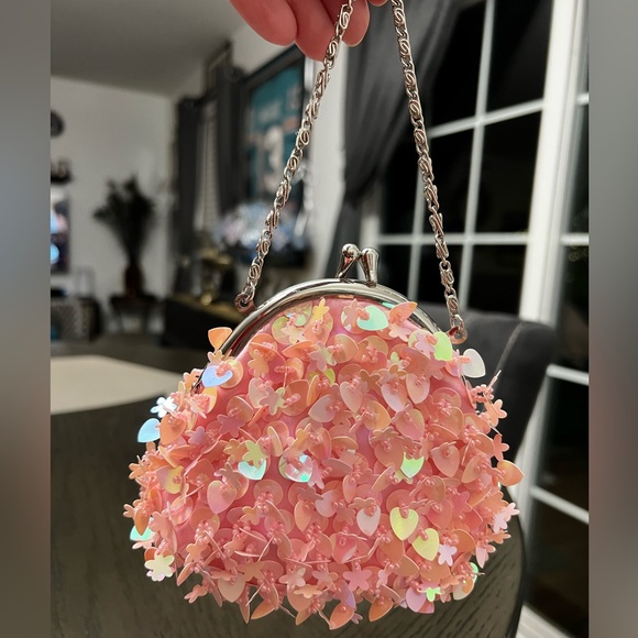 Elegant Pink Small Clutch Purse with chain - Picture 4 of 7